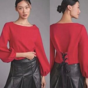 Anthropologie Meave Corset Sweatshirt: Raspberry Red: XL: NWT